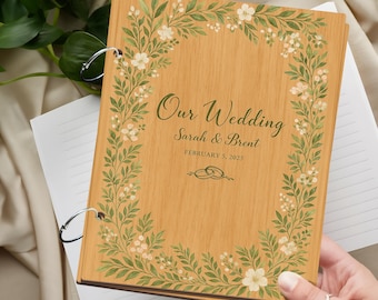 Blumenhochzeitskartenhalter, personalisiertes Kartenbuch, Kartenandenken, kundenspezifisches Hochzeitsgedächtnisbuch, Geschenk für Braut, Verlobungsfoto