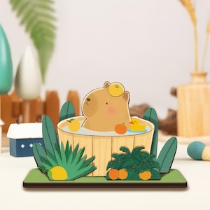 Jouet de bureau Onsen pour spa Capybara - Joli cadeau Capybara - Mini décoration kawaii - Compagnon de bureau animal - Cadeau boîte aux lettres pour elle - Cadeau amusant
