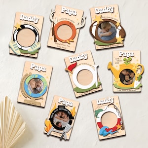 Marco magnético de fotos personalizado para el Día del Padre, regalo con imán de fotos personalizado para papá o abuelo, recuerdo fotográfico para niños, imán de nevera para él