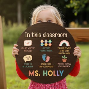 Letrero personalizado para profesor, letrero 3D para puerta, colgador de puerta para aula, letrero de regreso a clases, letrero de bienvenida para educación especial, letrero SPED