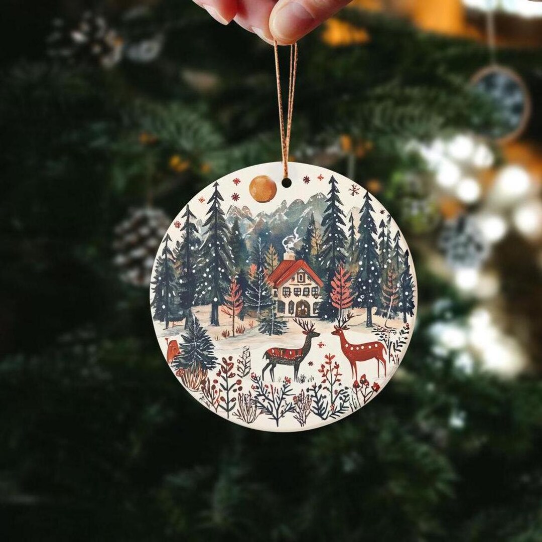 Scandinavian Christmas Ceramic Ornament, Holiday Decor, Swedish Folk ...