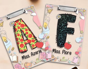 Personalized Teacher Appreciation Gift, Custom Boho Floral Teacher Clipboard, End Of Year Gift, Back To School Teacher School Supplies