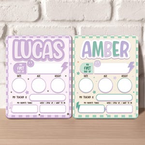 Checkered First Day School Sign, Custom Back To School Sign For Boys, 1st Day Of Kindergarten Sign, First And Last Day School Sign For Kids