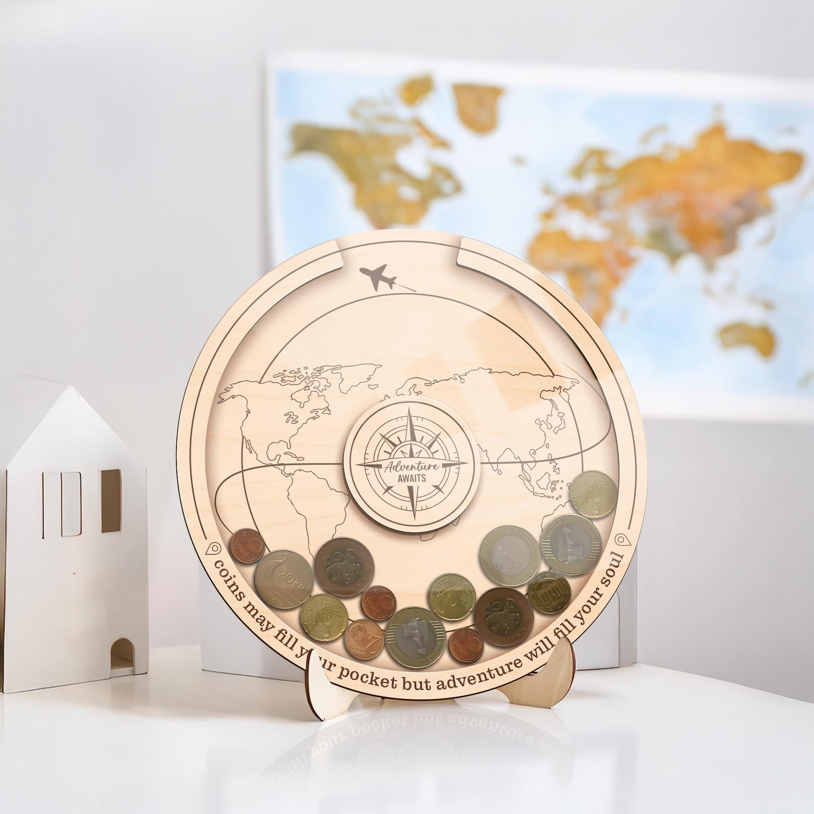 Storage Coin Box Unique Design Custom Coin Holder Traveler Gift, Personalized Coin Display Box, Travel ...