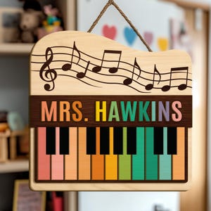 Letrero para puerta de profesor de música, letrero para puerta personalizado con música, letrero de educación musical, regalo para profesor de piano, letrero con nombre de músico, regalo para profesor de escuela