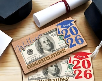 Personalized Graduation 2026 Money Holder Gift, Custom Gift for Grad Student, Gift for High School Senior, Custom Grad Name Cash Holder