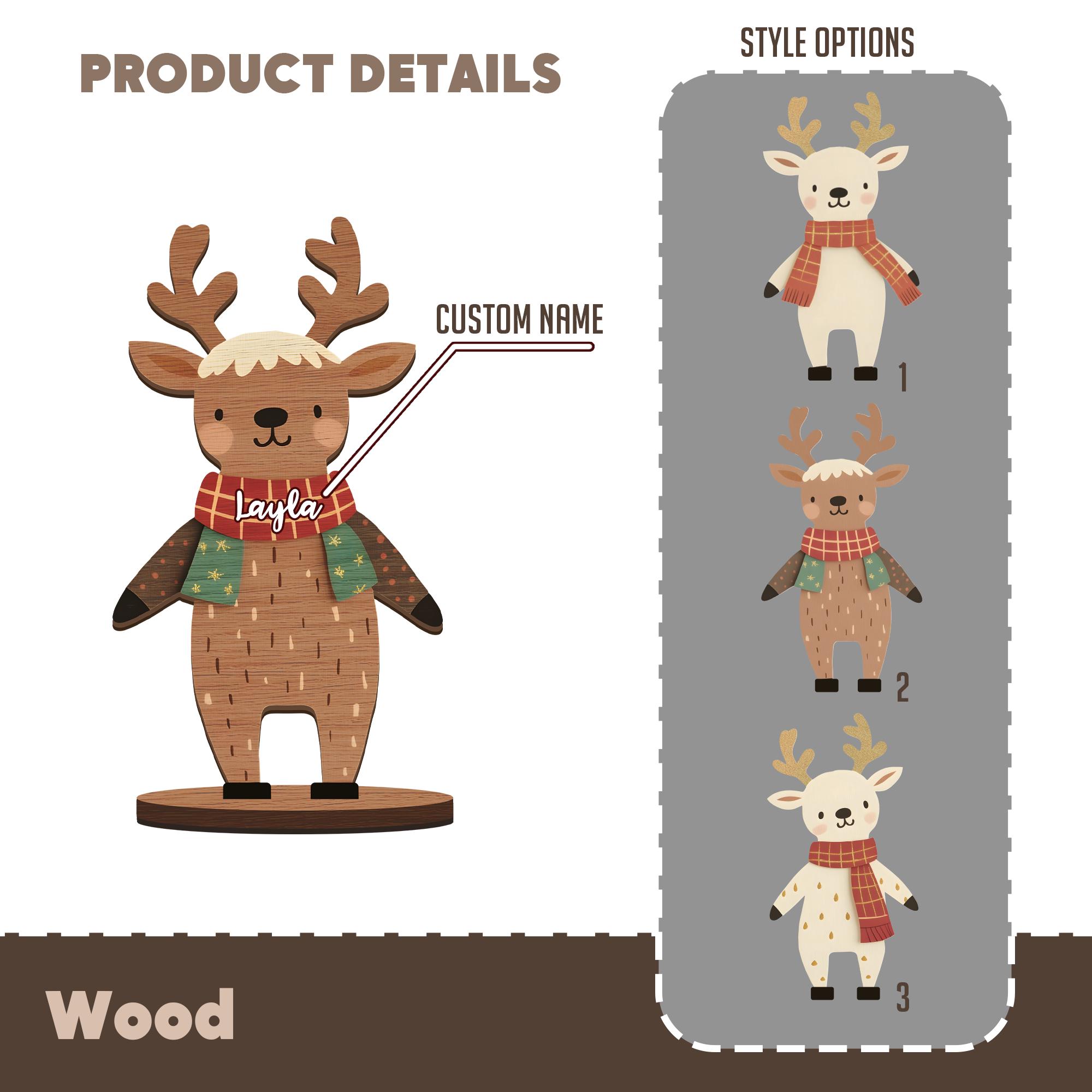 Personalized Freestanding Reindeer, Family Christmas Reindeer Decoration, Place Names Setting, Ornament, Table Place Names, Grandma's Gift