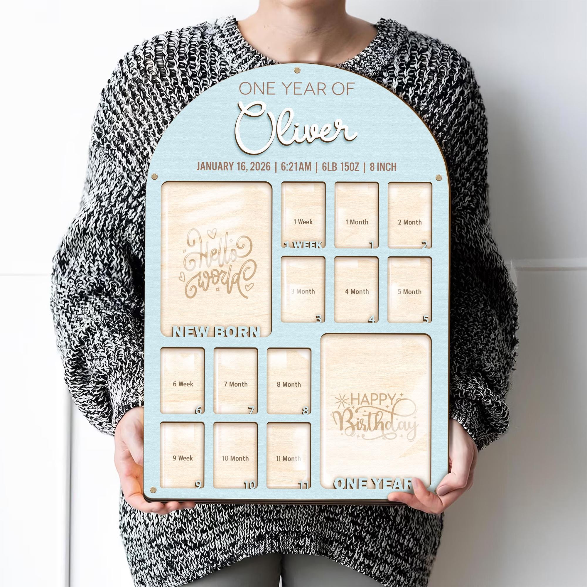 Personalized Baby First Year Photo Collage Frame, Monthly Milestone ...