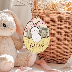 Portamonedas con forma de huevo de conejo de Pascua, regalo para niños, rellenos para cestas de Pascua, regalo de Pascua personalizado, decoración para cestas de Pascua, etiquetas para cestas de Pascua