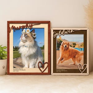 Personalized Pet Memorial Picture Frame, Pet Lover Photo Gift, Dog Keepsake Sign with Name, Cat Loss Gift, Loss Of Dog, Gift For Her, Him