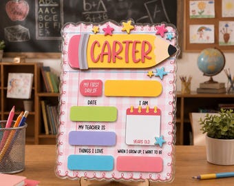 Personalized Acrylic First Day of School Board, Custom Back to School Name Sign, Milestone Photo Prop