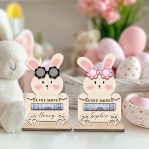 Porta soldi a forma di coniglietto pasquale, regali di Pasqua, regali di Pasqua personalizzati, decorazioni per cestini pasquali, etichette per cestini pasquali, regali per bambini