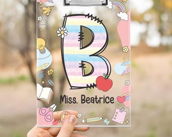 Personalized Teacher Appreciation Gift, Custom Boho Floral Teacher Clipboard, End Of Year Gift, Back To School Teacher School Supplies