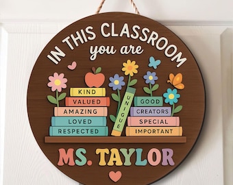 Custom Teacher 3D Door Hanger, In this Classroom You Are, Cute Teacher Door Sign, Back to School Gift, Custom Teacher Name, Classroom Decor