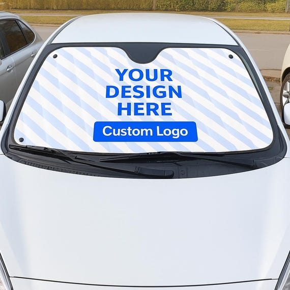 Custom Car Windshield Sunshade – Personalized Foldable UV Heat Blocker with Logo or Text for All Vehicles  5780x3189 px