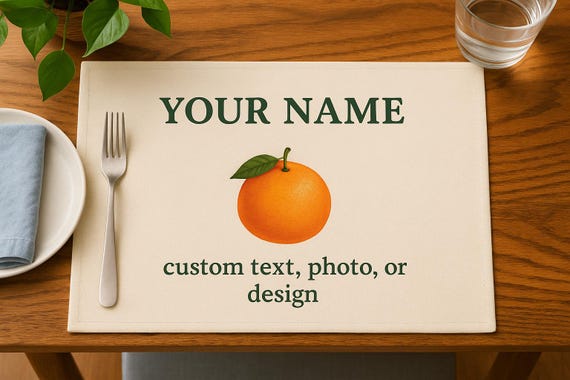 Customizable Placemat | Personalized Table Mat | Your Design, Name, or Photo | Stain-Resistant Fabric | Unique Gift for Kitchen & Dining