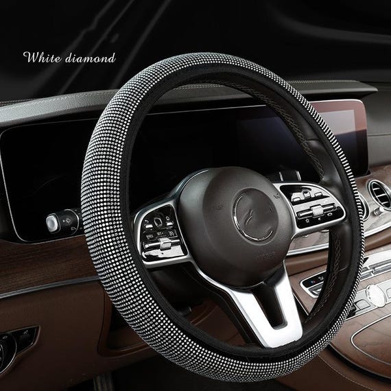Full Diamond Car Steering Wheel Cover 4 Colour | Bling Rhinestone Elastic Wrap | Luxury Glitter Cover for Cars