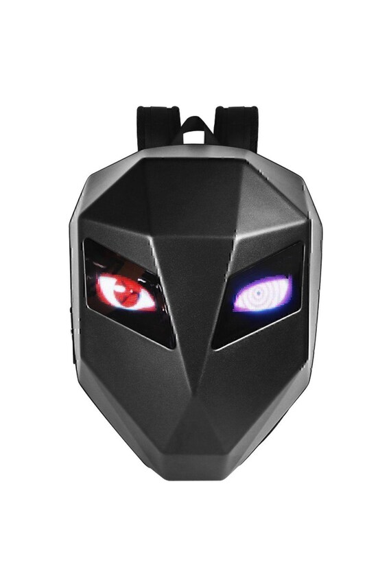 LED Eye Screen Backpack for Motorcyclists | Animated Display | USB Powered | Waterproof Shell | Moto Riding Bag | English Language