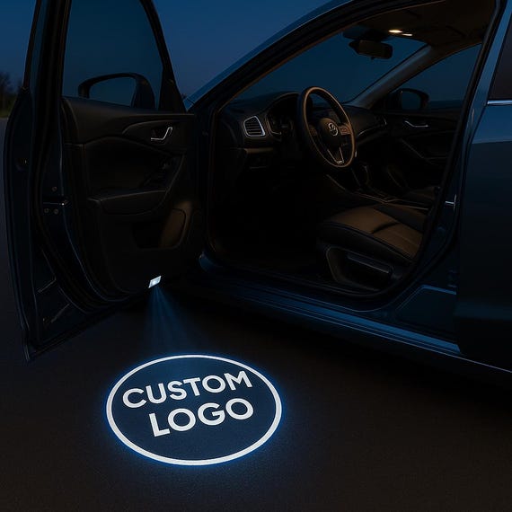 Custom Logo Car Door LED Projector – Personalized Name, Logo, Universal Fit,Easy Install, Battery Powered,Puddle Courtesy Welcome Light,2pcs