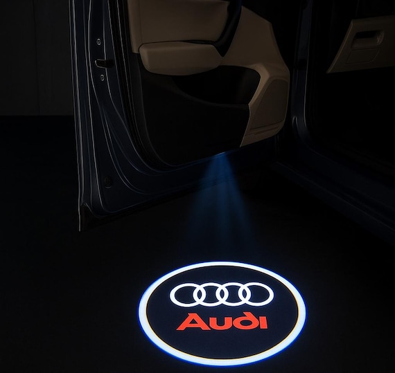 Audi LED Car Door Logo Lights – Battery Powered Projector Kit, No Wiring, Easy Install, 2pcs Courtesy Light for All Audi Models