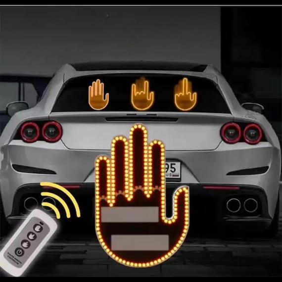 Funny LED Hand Gesture Sign with Remote | USB Powered Middle Finger Display | Car Rear Window Light | RGB Pixel Panel
