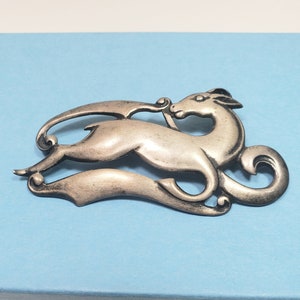 Art Nouveau deer brooch sterling silver pin antique jewelry