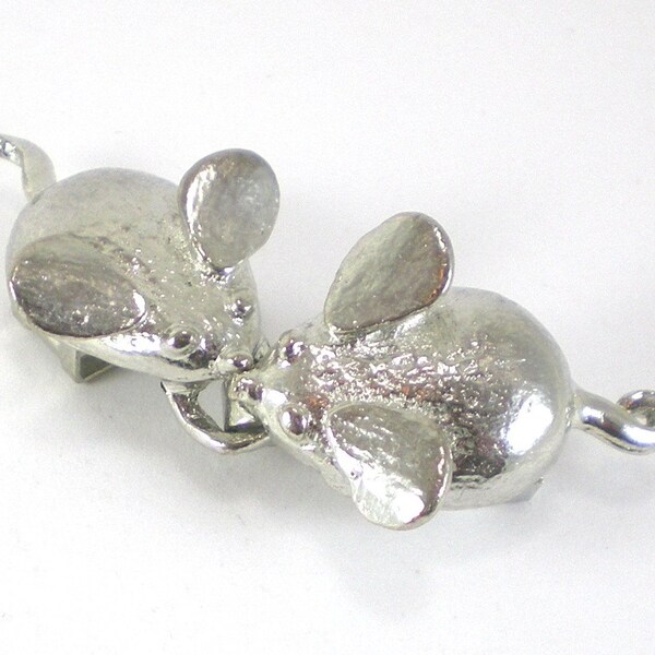 Mice Belt Buckle - Mimi Di N Silver Plated - Animal Belt Buckle - Accessories For Women - Vintage Jewelry