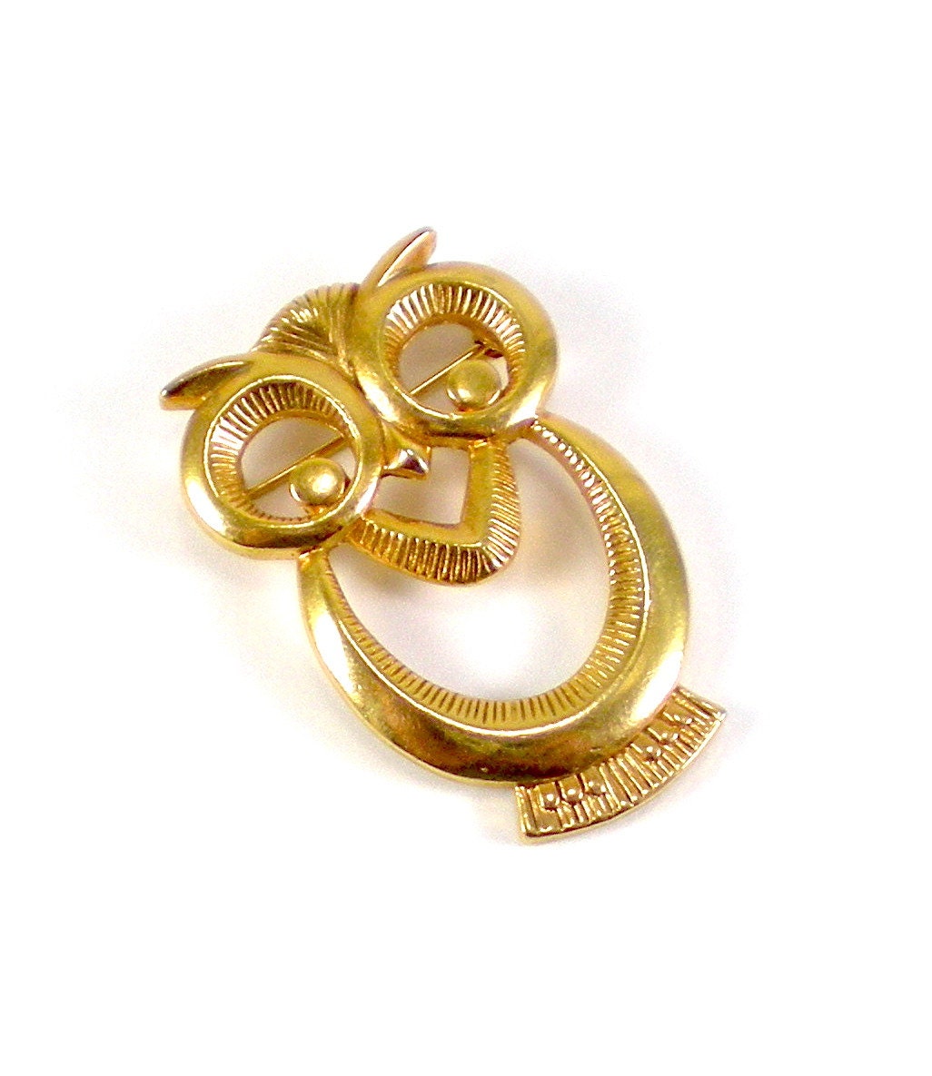 Owl Brooch Pin Gold Wild Animal Bird Vintage Jewelry Etsy