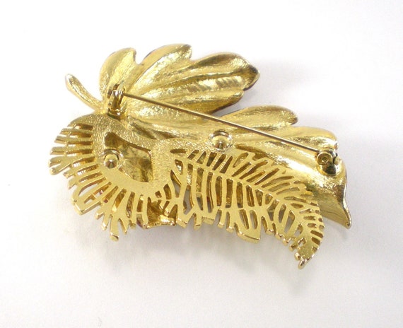 Gold Enamel Leaf  Brooch Pin,  Maple Leaves ,Fall… - image 4