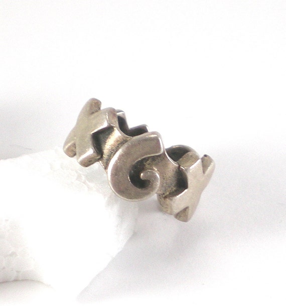 Silver Cross Ring  Mod Modern Scroll X Sterling B… - image 4