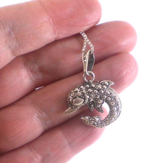 Dolphin Necklace Pendant Taxco Mexico Sterling Si… - image 5