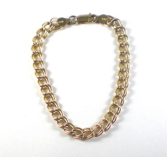 Sterling Silver Vermeil Chain Bracelet - Vintage … - image 4