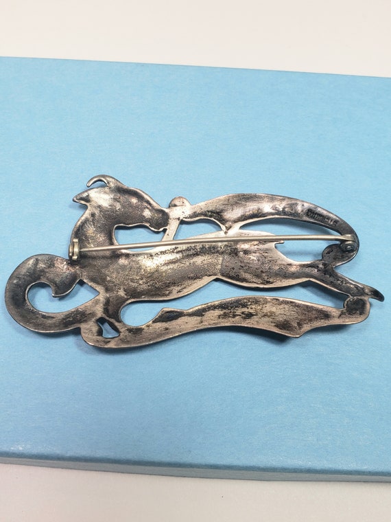 Art Nouveau deer brooch sterling silver pin antiq… - image 5