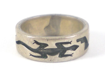 Lizard Ring Sterling Silver Band Size 6 Boho Hippie Vintage Animal Geckos Salamander