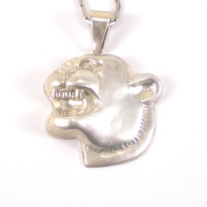 Vintage Sterling Silver Bulldog Pendant Necklace - Pet Lover Gift