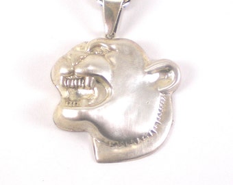 Vintage Sterling Silver Bulldog Pendant Necklace - Pet Lover Gift