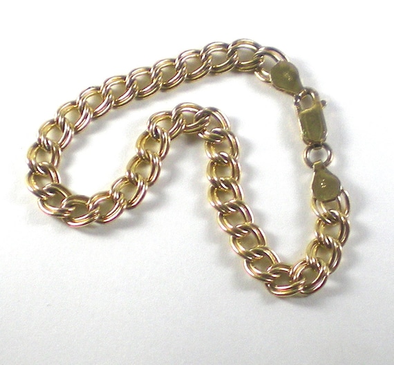 Sterling Silver Vermeil Chain Bracelet - Vintage … - image 1