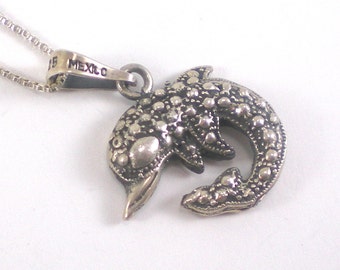 Dolphin Necklace Pendant Taxco Mexico Sterling Silver  Jewelry