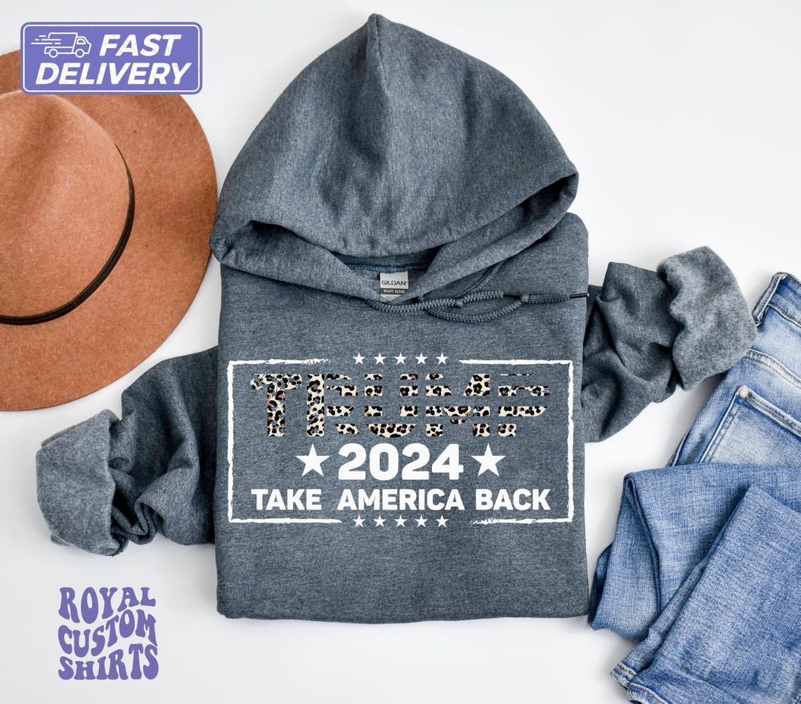 Trump 2024 Take America Back Sweatshirt Leopard Print Patriotic