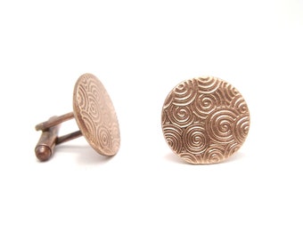 Boutons de manchette spirales japonaises, fait main en bronze doré, boutons manchette mariage, boutons vintage, cadeau mariage, cadeau marié