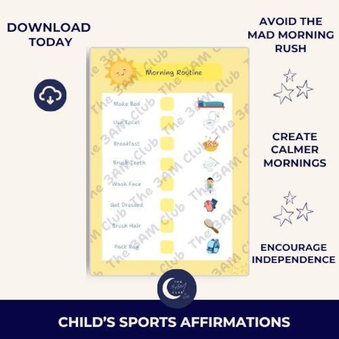 Visual Morning Routine Chart for Kids: ADHD & Autism (PDF Downloadable ...
