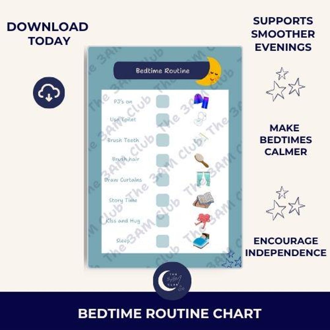 Autism Bedtime Routine Chart: Visual Sleep Checklist for Neurodiverse ...