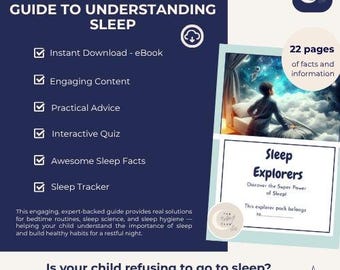 Kids Sleep Education eBook: Sleep Science, Quiz & Tracker (Ages 7-11, PDF Download