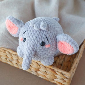 Uroczy szydełkowy pluszowy SŁOŃ, zabawka Amigurumi, prezent w postaci wypchanego zwierzęcia, dzikie zwierzęta, słoń z kreskówek