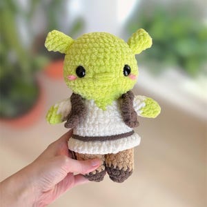 Green Ogre Plushie - Crocheted toy - Cute cartoon character