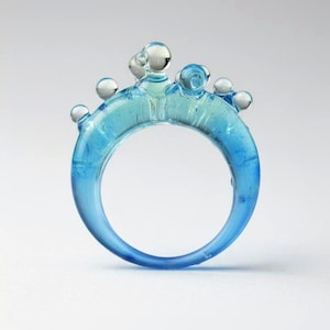 Patina Blue Statement Ring – Sculptural Bubble Design, Bold Modern Jewelry, Made in Canada image 2