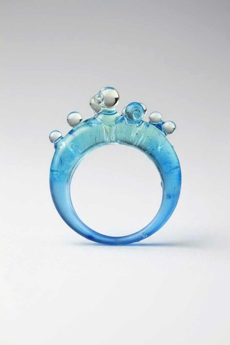 Patina Blue Statement Ring – Sculptural Bubble Design, Bold Modern Jewelry, Made in Canada image 2