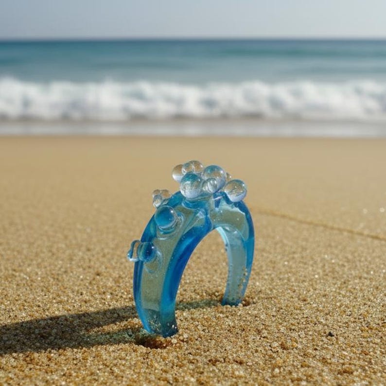 Patina Blue Statement Ring – Sculptural Bubble Design, Bold Modern Jewelry, Made in Canada image 5