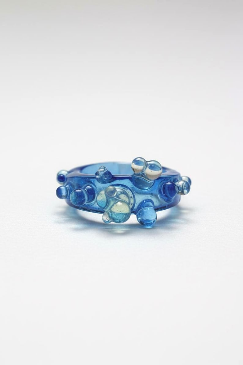 Patina Blue Statement Ring – Sculptural Bubble Design, Bold Modern Jewelry, Made in Canada image 6