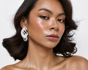 Infinity Loop Earrings in Black & White | Sculptural Contemporary Statement Jewelry